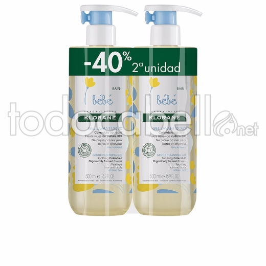 Klorane Bébé Gel Limpiador Suave 500ml Lote 2Pz