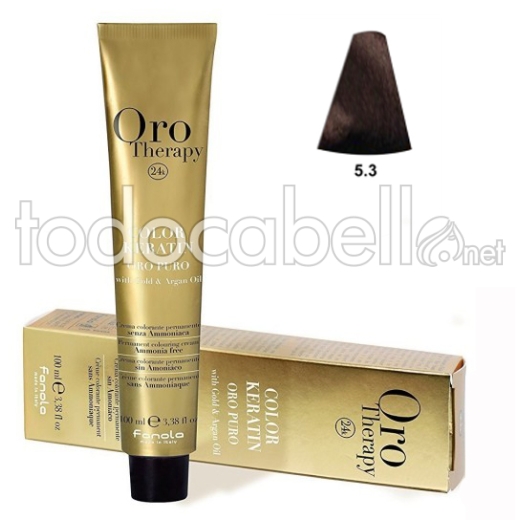 Fanola Tinte Oro Therapy "Sans ammoniaque" 5.3 Châtaigne clair doré 100ml