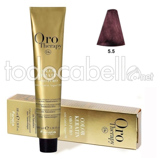 Fanola Tinte Oro Therapy "Sans ammoniaque" 5.5 Châtaigne clair caoba 100ml