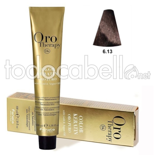 Fanola Tinte Oro Therapy "Sans ammoniaque" 6.13 Blond Foncé Beige 100ml