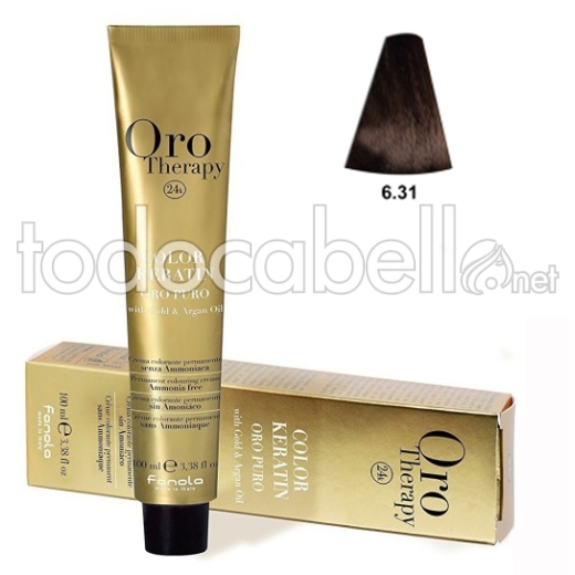 Fanola Tinte Oro Therapy "Sans ammoniaque" 6.31 Sable blond foncé 100ml