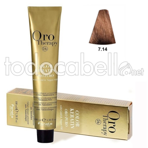 Fanola Tinte Oro Therapy "Sans ammoniaque" 7.14 Noisette 100ml