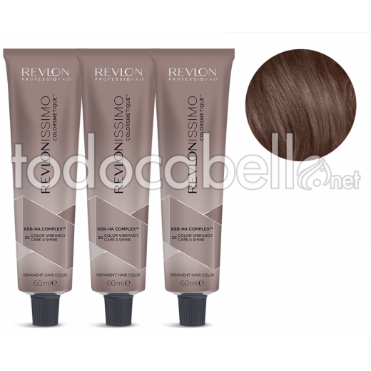 Revlon PACK 3 TINTES brun clair Revlonissimo Colorsmetique 5,24 Perlado Cobrizo 60ml.