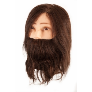 TETE CHEVEUX NATURELS BARBE 15-18 CM